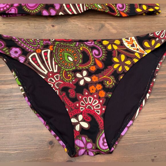 VICTORIA'S SECRET BROWN PAISLEY PRINT COLORFUL 2 PC BIKINI TOP AND BOTTOM L/XL - Picture 5 of 8